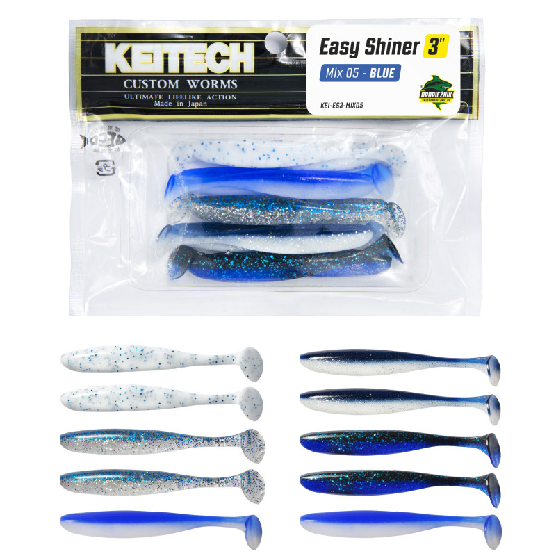 Zestaw gum Keitech Easy Shiner 3'' 7.6cm - MIX 05 - BLUE