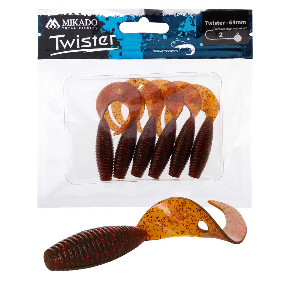 Gumy Mikado Twister 6.4cm 6 szt. - MOTOROIL RED