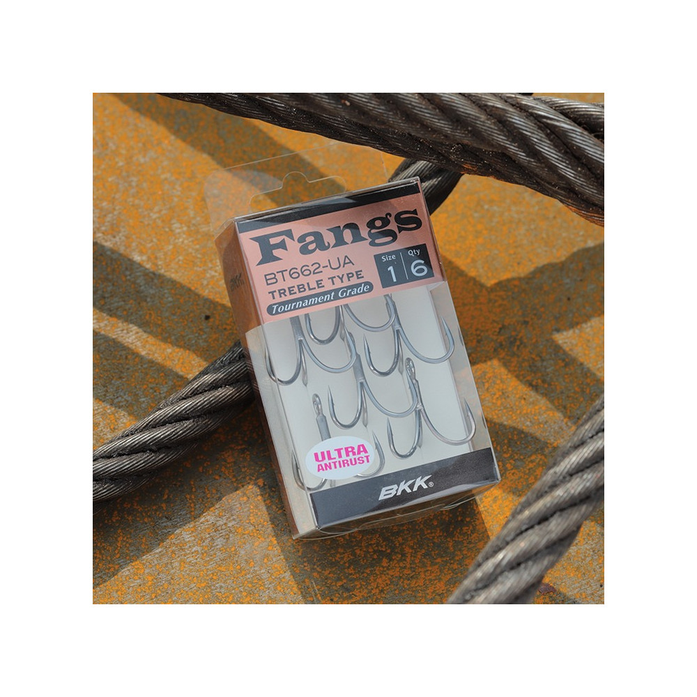 BKK Fangs 62 UA Treble Hooks - Size 1/0 - Ultra Antirust Tournament Grade