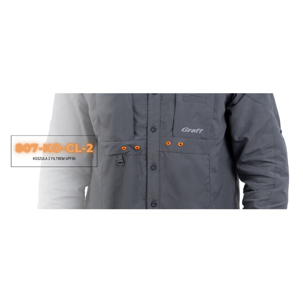 Koszula przeciwsłoneczna Graff 807-KO-CL-2 UPF50 - grafitowa
