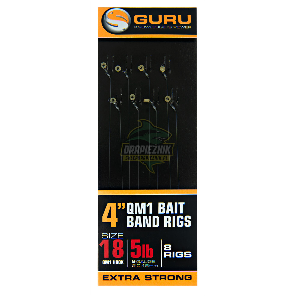 Przypony Guru QM1 With Bait Bands 10cm - roz.18