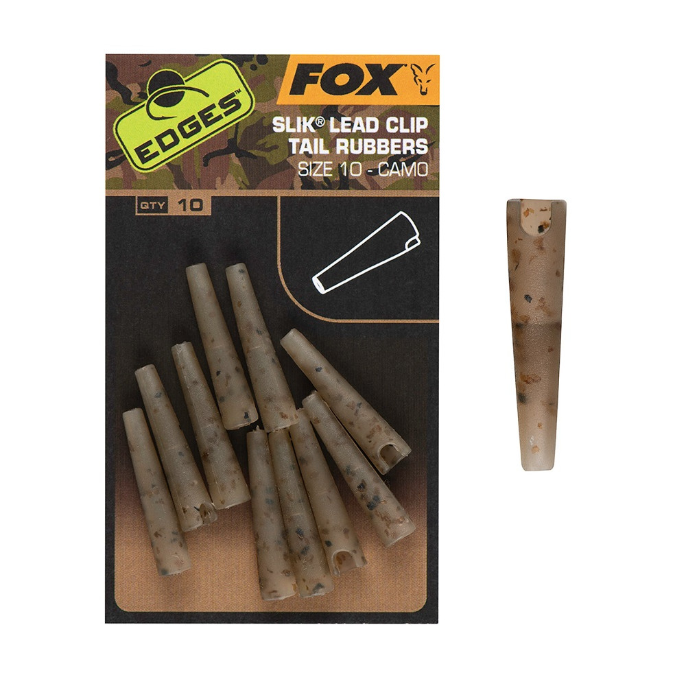 CAC810 Fox Edges - Camo Slik Lead Clip Tail Rubber - Size 10