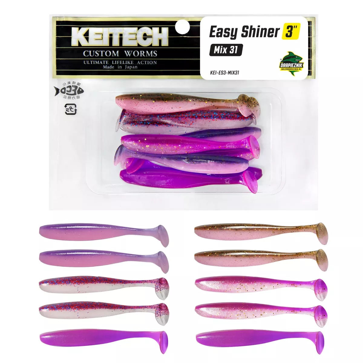 Zestaw gum Keitech Easy Shiner 3'' 7.6cm - MIX 31