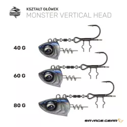 Główka Savage Gear Monster Vertical Head - kształty i wagi