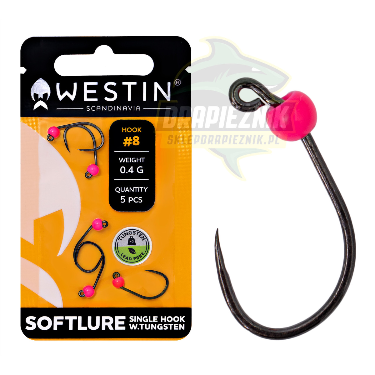 Główki Westin Softlure Single Hook Tungsten - PINK / hak 8 / 0.4g