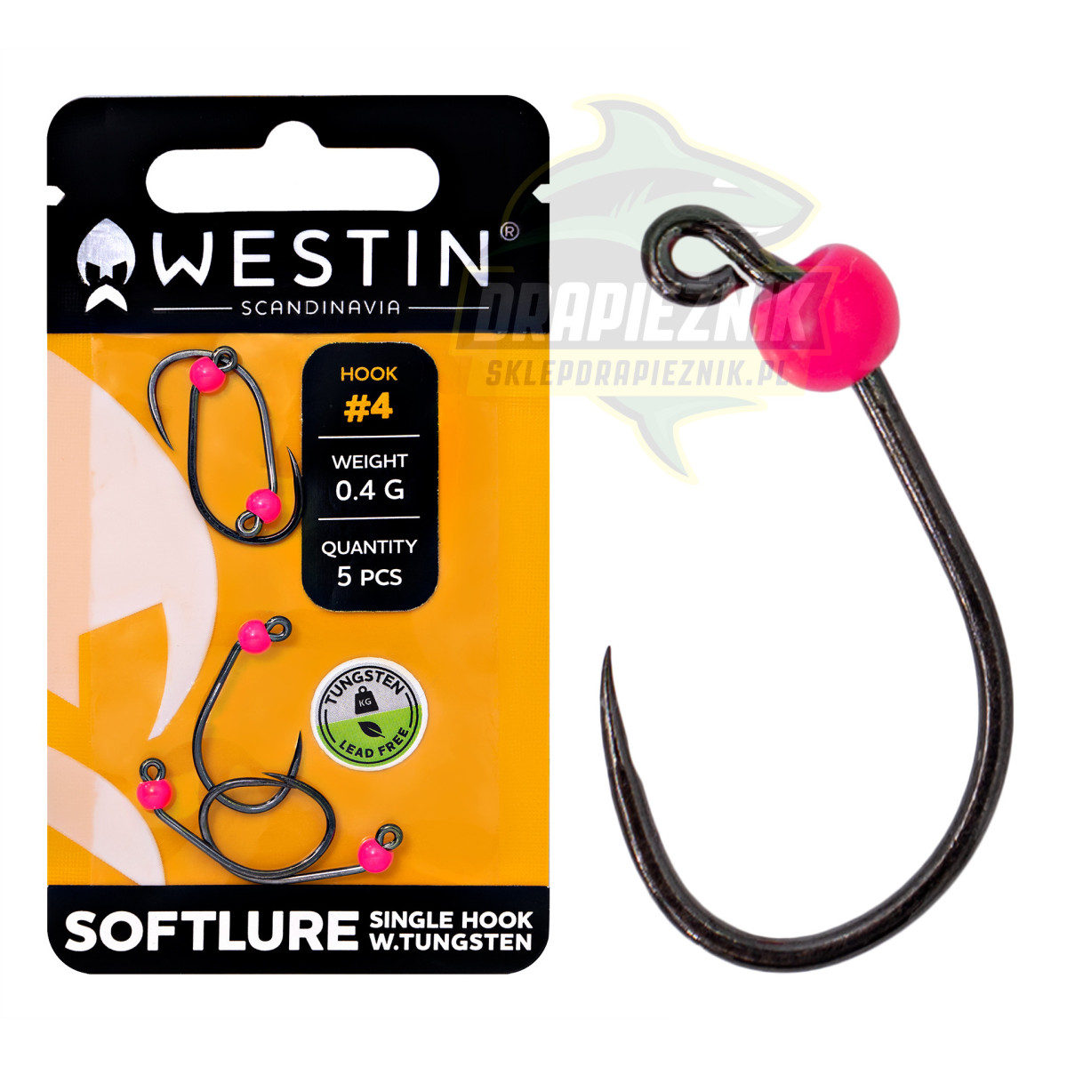 Główki Westin Softlure Single Hook Tungsten - PINK / hak 4 / 0.4g