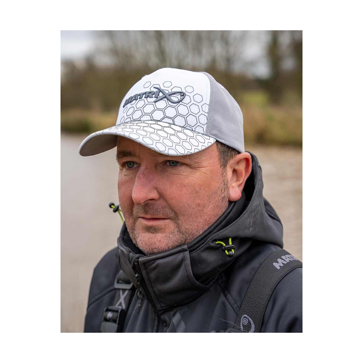 GHH008 Czapka Matrix Hex Print Baseball Cap - White