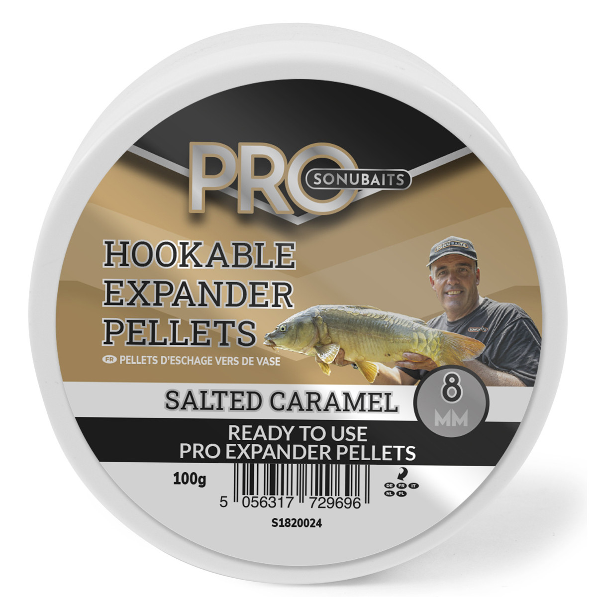 S1820024 Sonubaits Pro Hookable Expander Pellets 8mm - Salted Caramel
