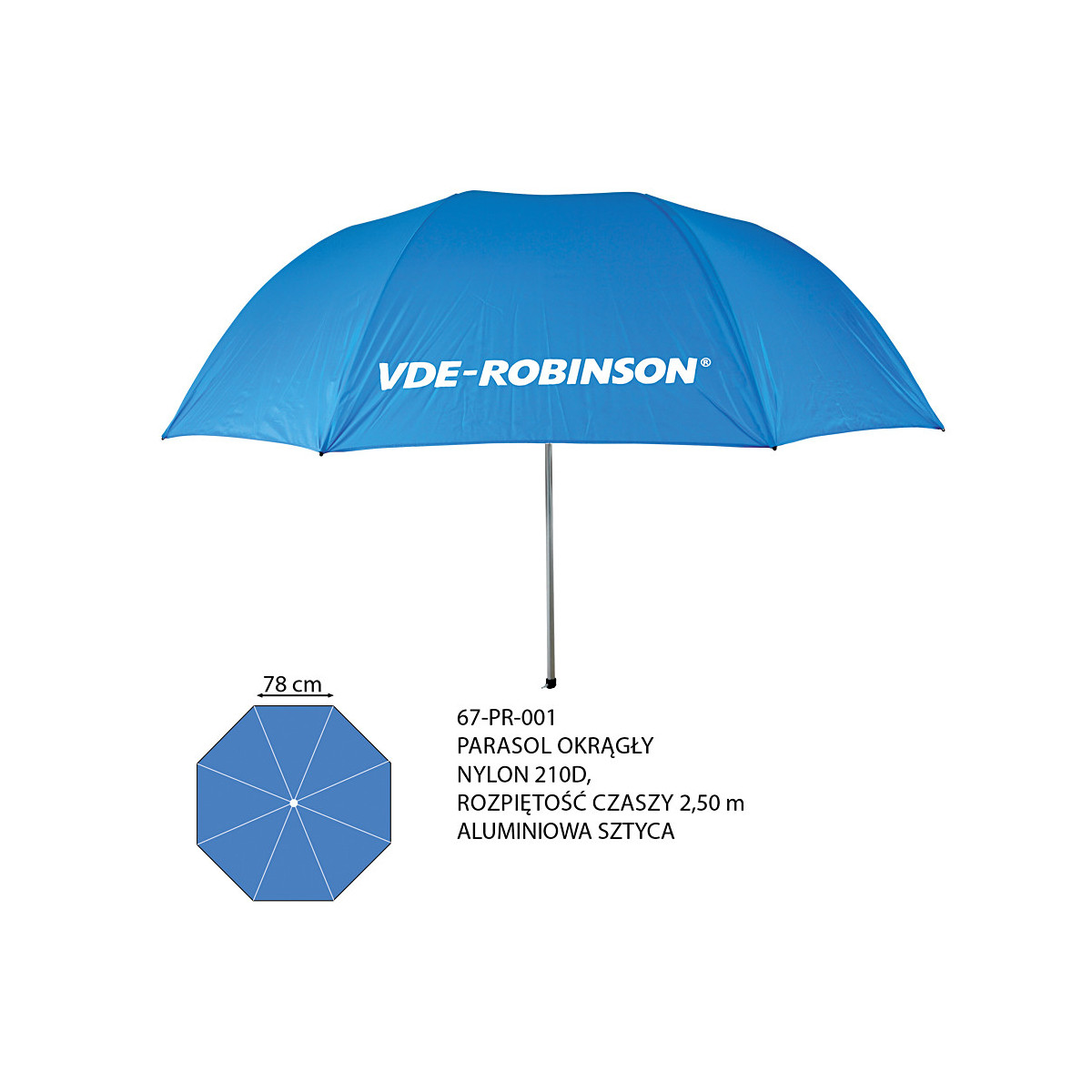 Parasol wędkarski VDE-Robinson okrągły 67-PR-001 - 2.5m