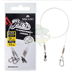 Przypony fluorocarbonowe Mikado JAWS Medium z agrafką - 25cm/12kg