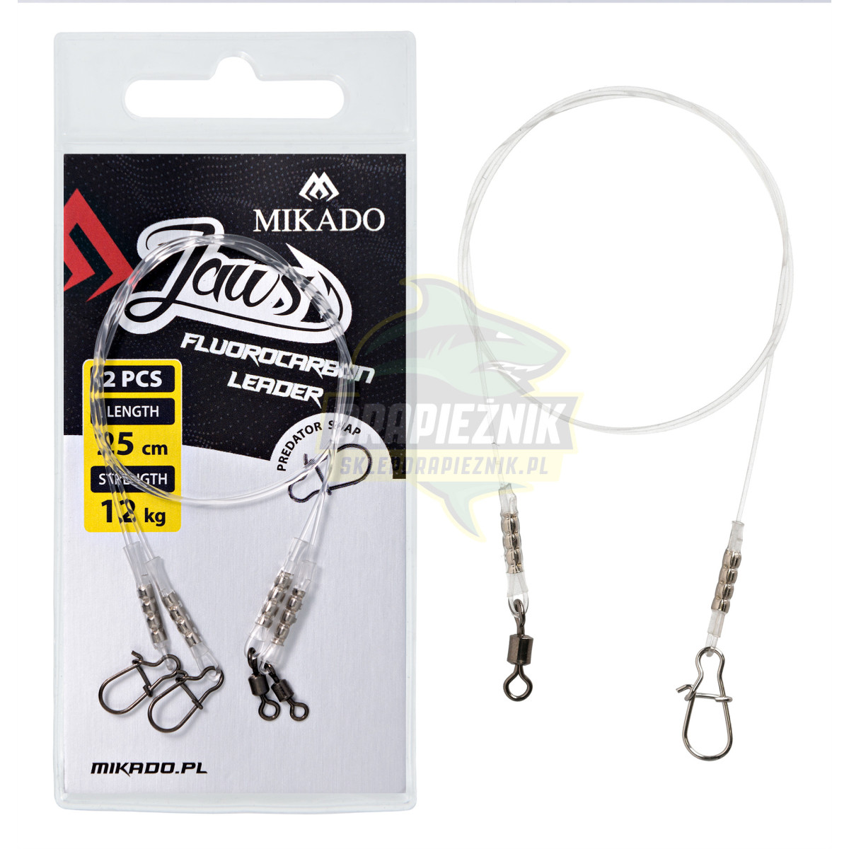 Przypony fluorocarbonowe Mikado JAWS Medium z agrafką - 25cm