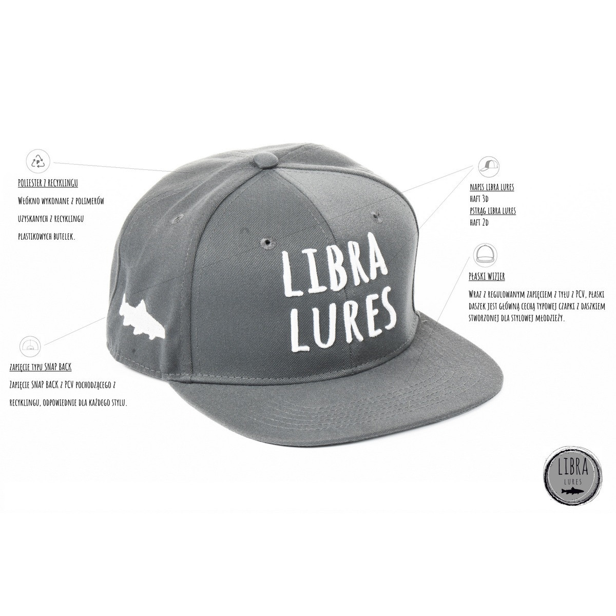 Czapka z daszkiem Libra Lures Gray Snapback Cap