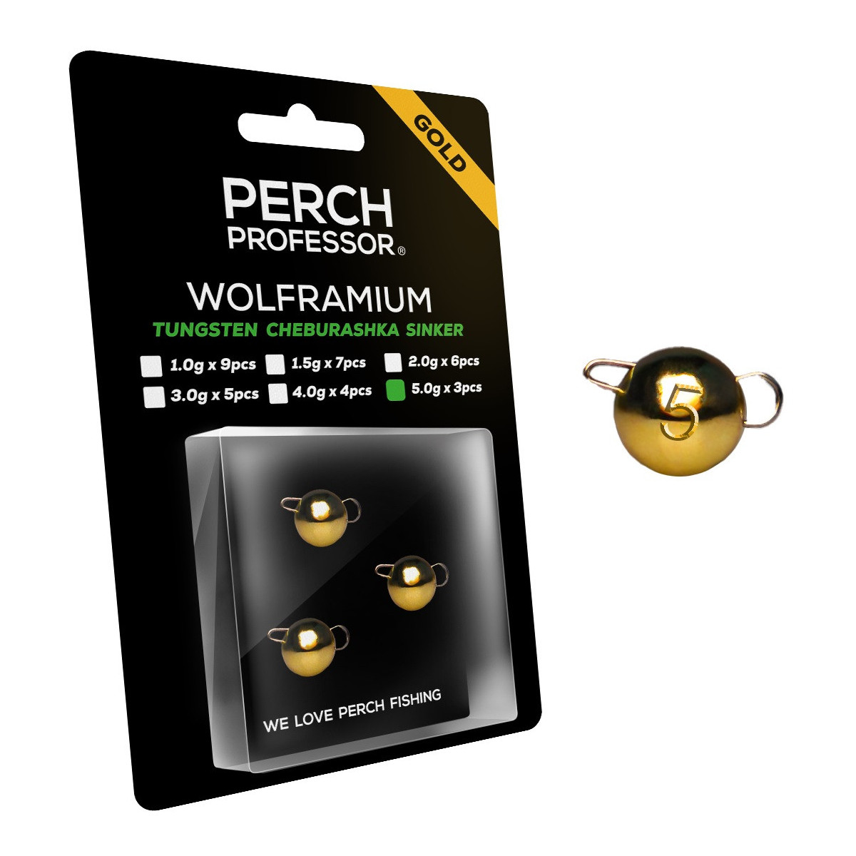 Czeburaszki wolframowe Perch Professor Wolframium GOLD 3szt. - 5.0g