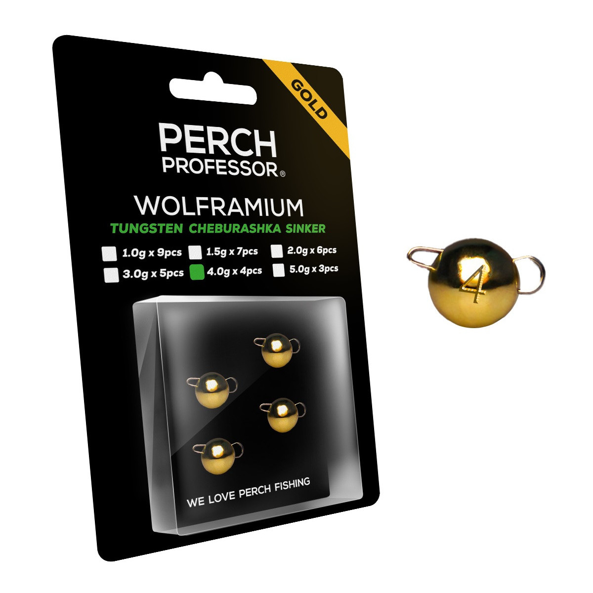 Czeburaszki wolframowe Perch Professor Wolframium GOLD 4szt. - 4.0g