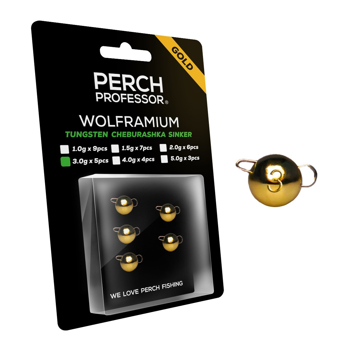 Czeburaszki wolframowe Perch Professor Wolframium GOLD 5szt. - 3.0g