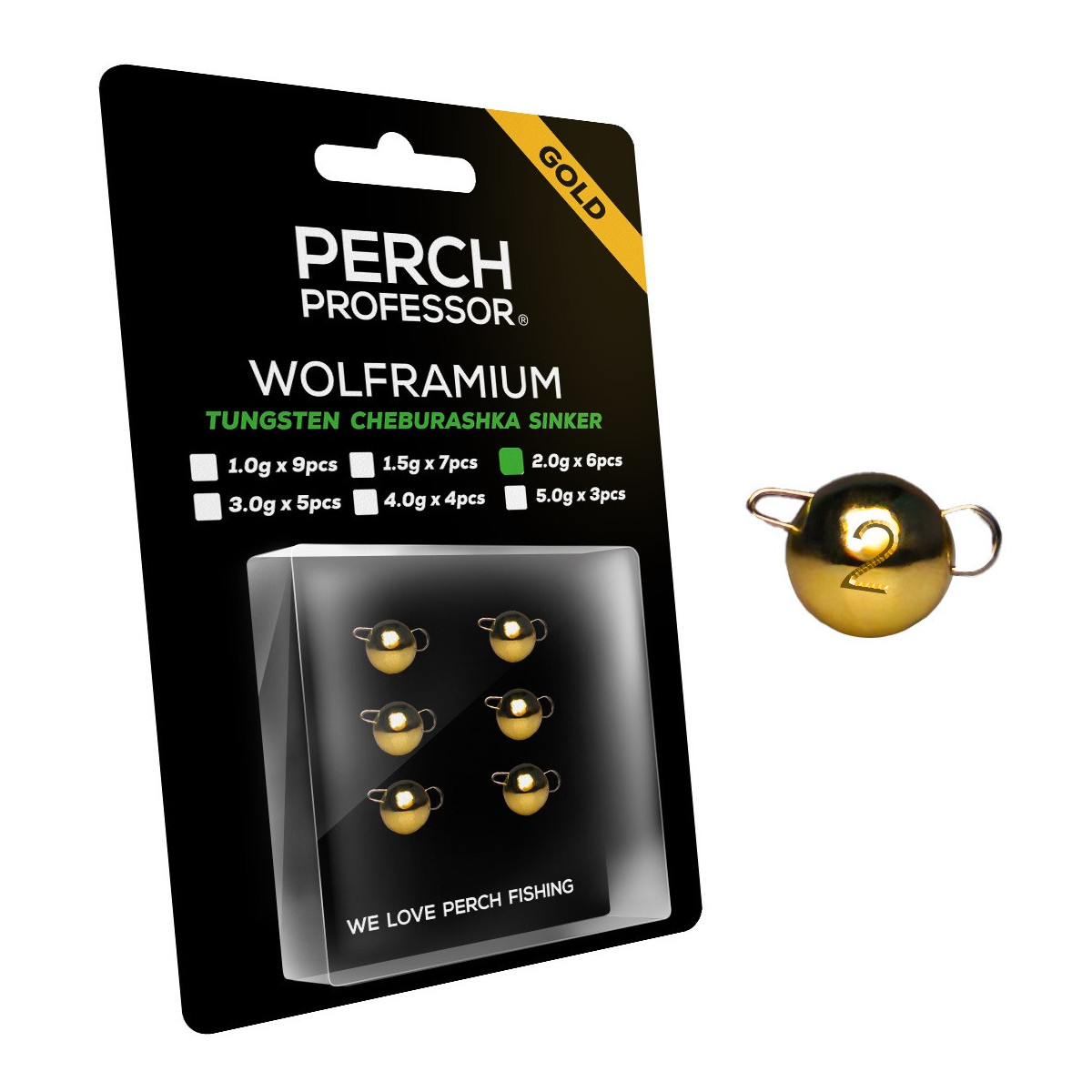 Czeburaszki wolframowe Perch Professor Wolframium GOLD 6szt. - 2.0g