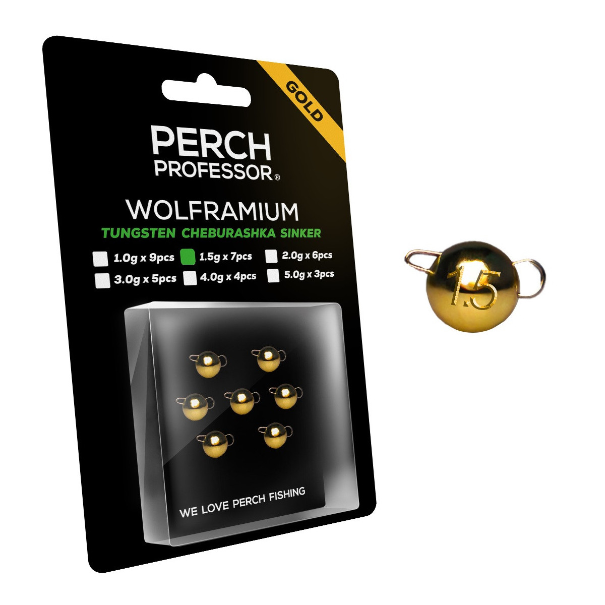 Czeburaszki wolframowe Perch Professor Wolframium GOLD 7szt. - 1.5g