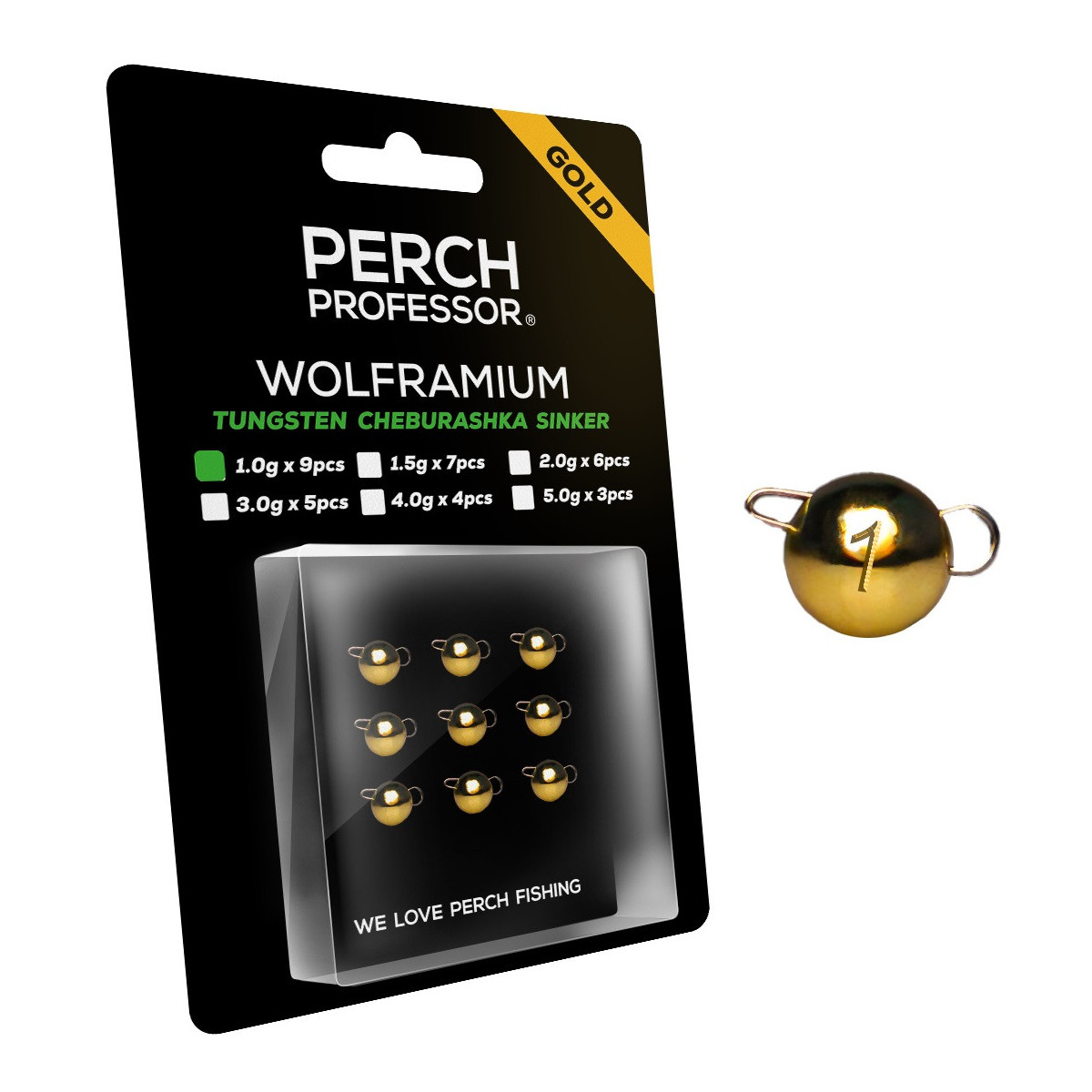 Czeburaszki wolframowe Perch Professor Wolframium GOLD 9szt. - 1.0g