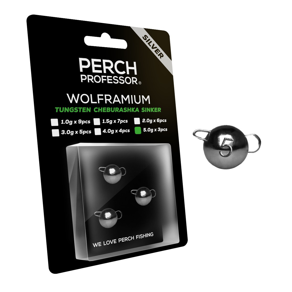 Czeburaszki wolframowe Perch Professor Wolframium SILVER 3szt. - 5.0g