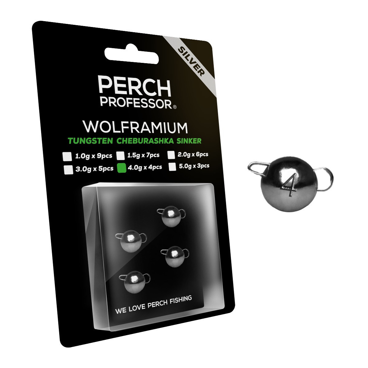 Czeburaszki wolframowe Perch Professor Wolframium SILVER 4szt. - 4.0g