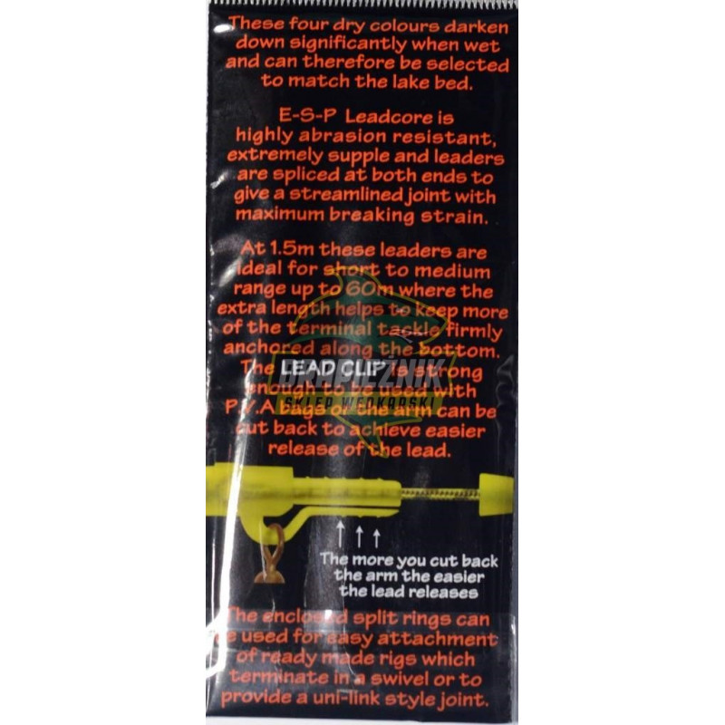 Zestawy końcowe ESP Lead Clip Rigs 1.5m - Weedy Green