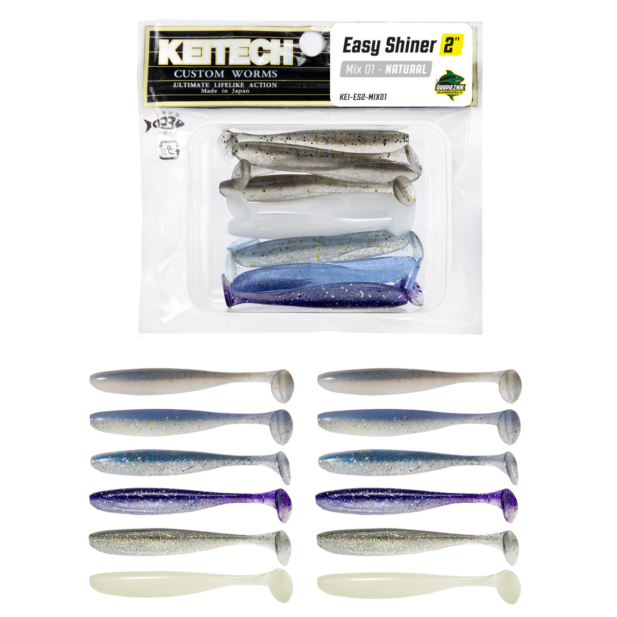 Zestaw gum Keitech Easy Shiner 2'' 5.1cm - MIX 01 - NATURAL