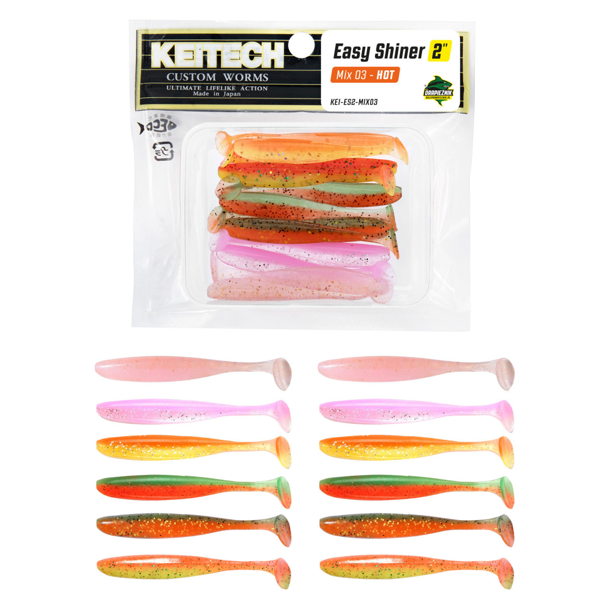 Zestaw gum Keitech Easy Shiner 2'' 5.1cm - MIX 03 - HOT