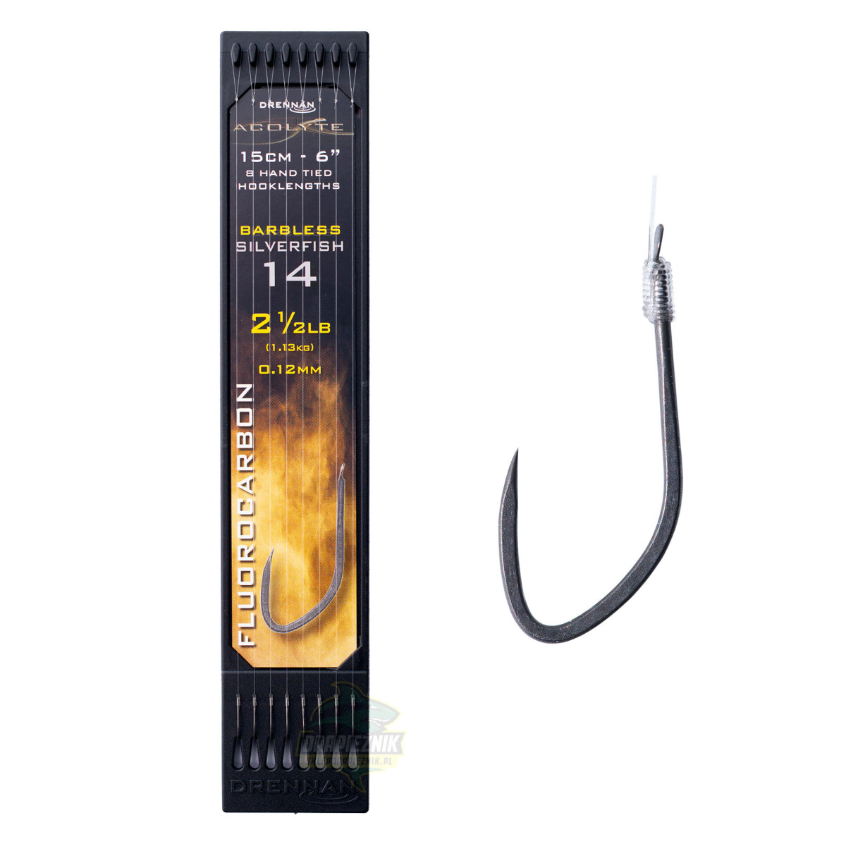 Przypony Drennan HOOK TO PLATE Acolyte Silverfish 15cm - roz.14