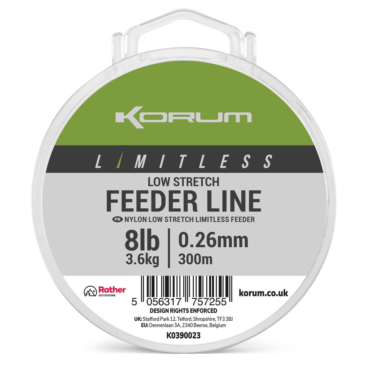 K0390023 Żyłka Korum Limitless Low Stretch Feeder Line 300m - 8lb // 0.26mm