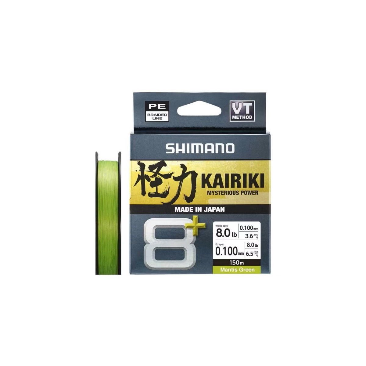 58XE0810015G Plecionka Shimano Kairiki 8+ 150m Mantis Green - 0,10mm