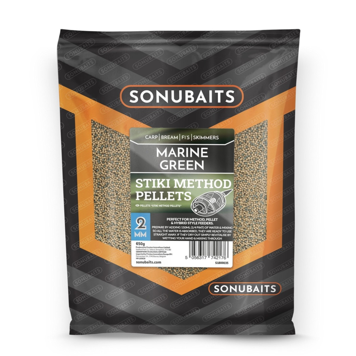 S1800035 Sonubaits Stiki Method Pellets 2mm - Marine Green