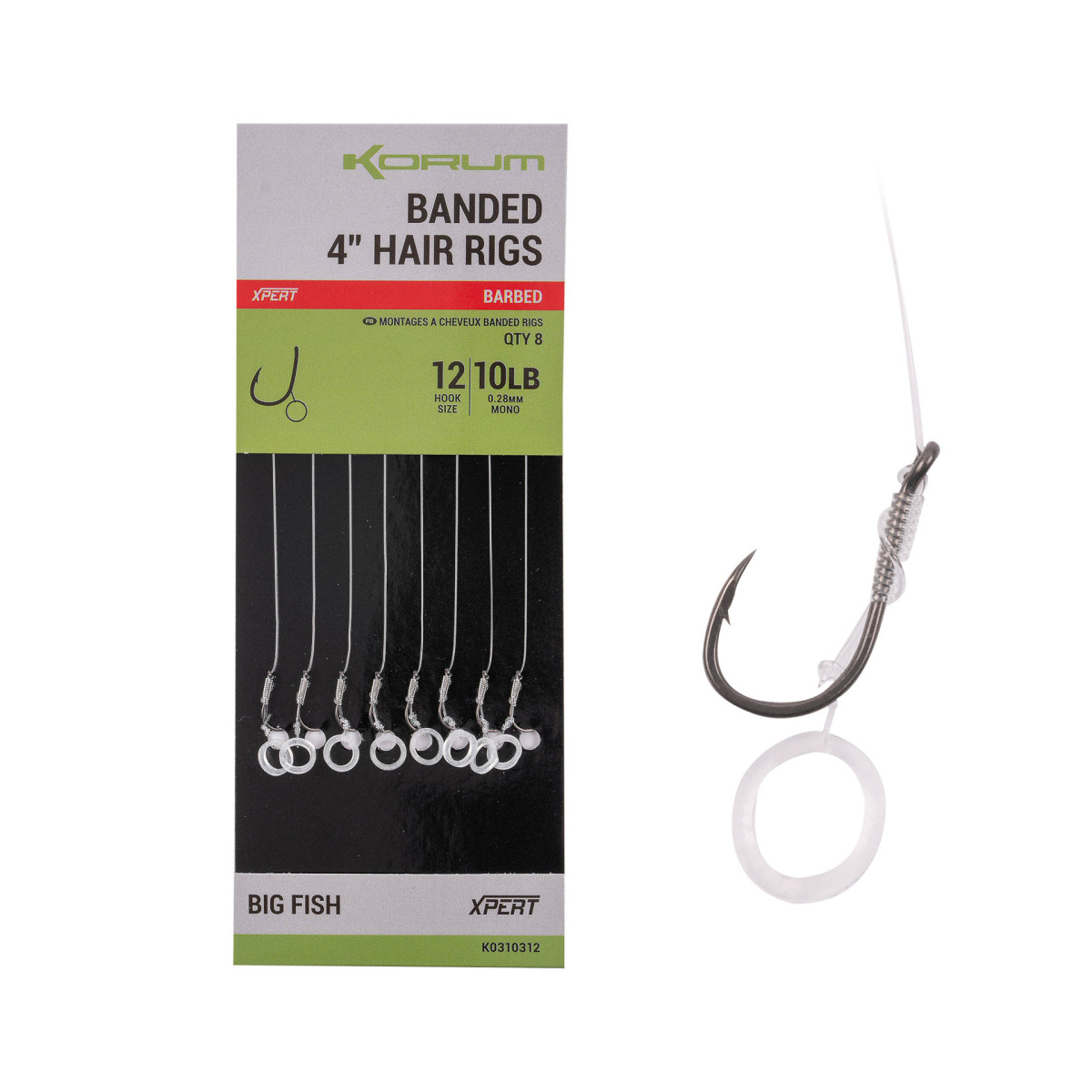 Przypony Korum Banded Hair Rigs Big Fish BARBED 10cm