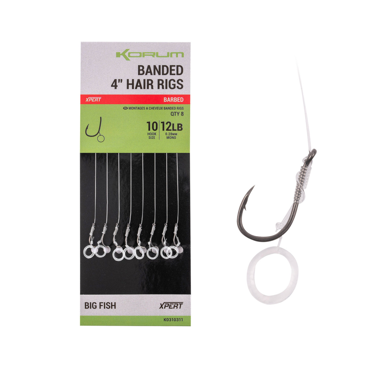 Przypony Korum Banded Hair Rigs Big Fish BARBED 10cm