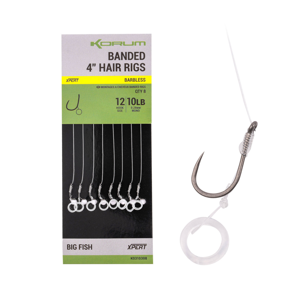 Korum Banded Hair Rigs Big Fish Barbless 10cm
