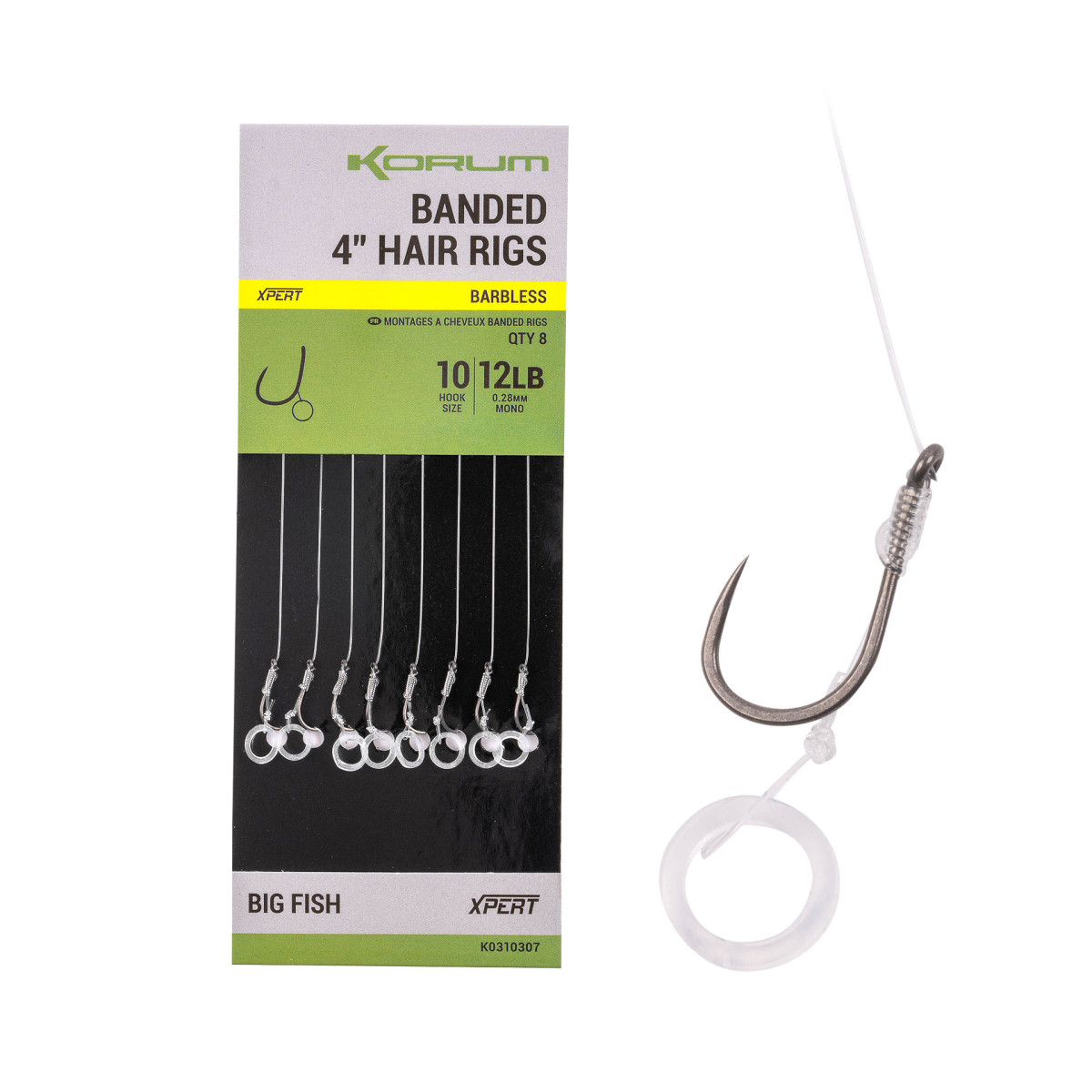 Korum Banded Hair Rigs Big Fish Barbless 10cm