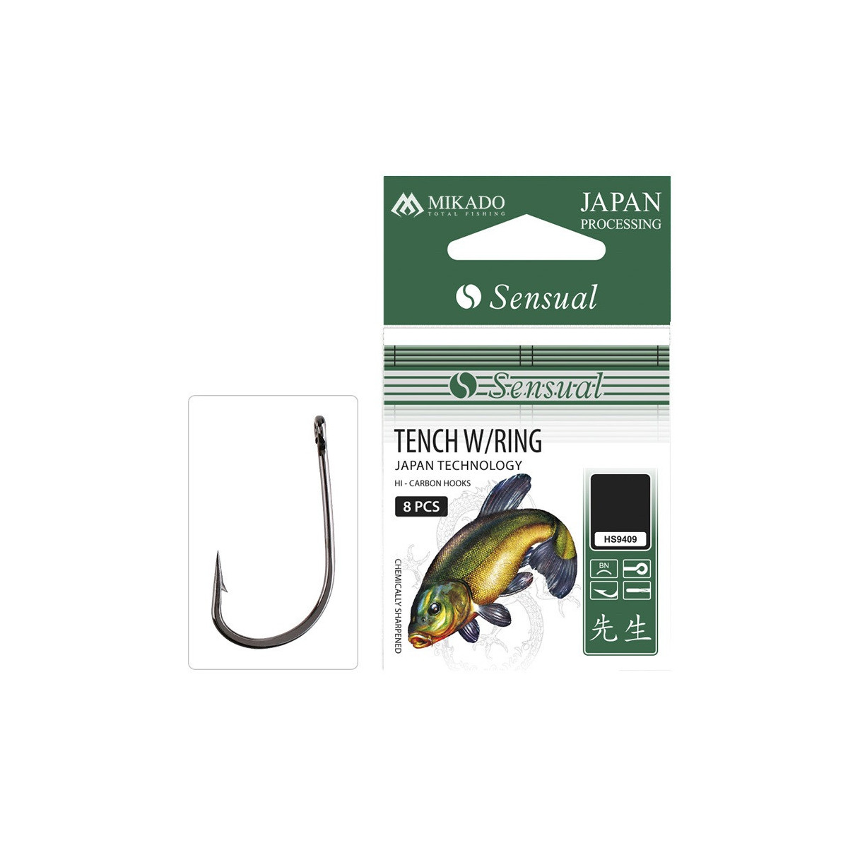 Haczyki Mikado Tench z uszkiem Czarne