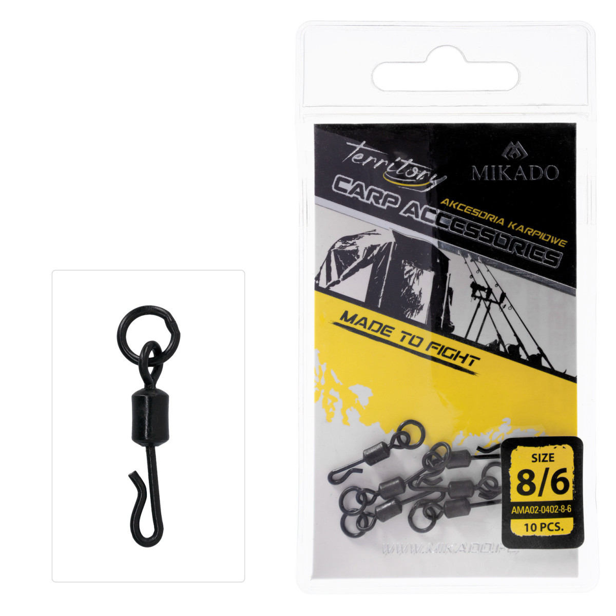 Krętlik z szybkozłączką i dużym oczkiem z kółkiem Mikado - roz.8