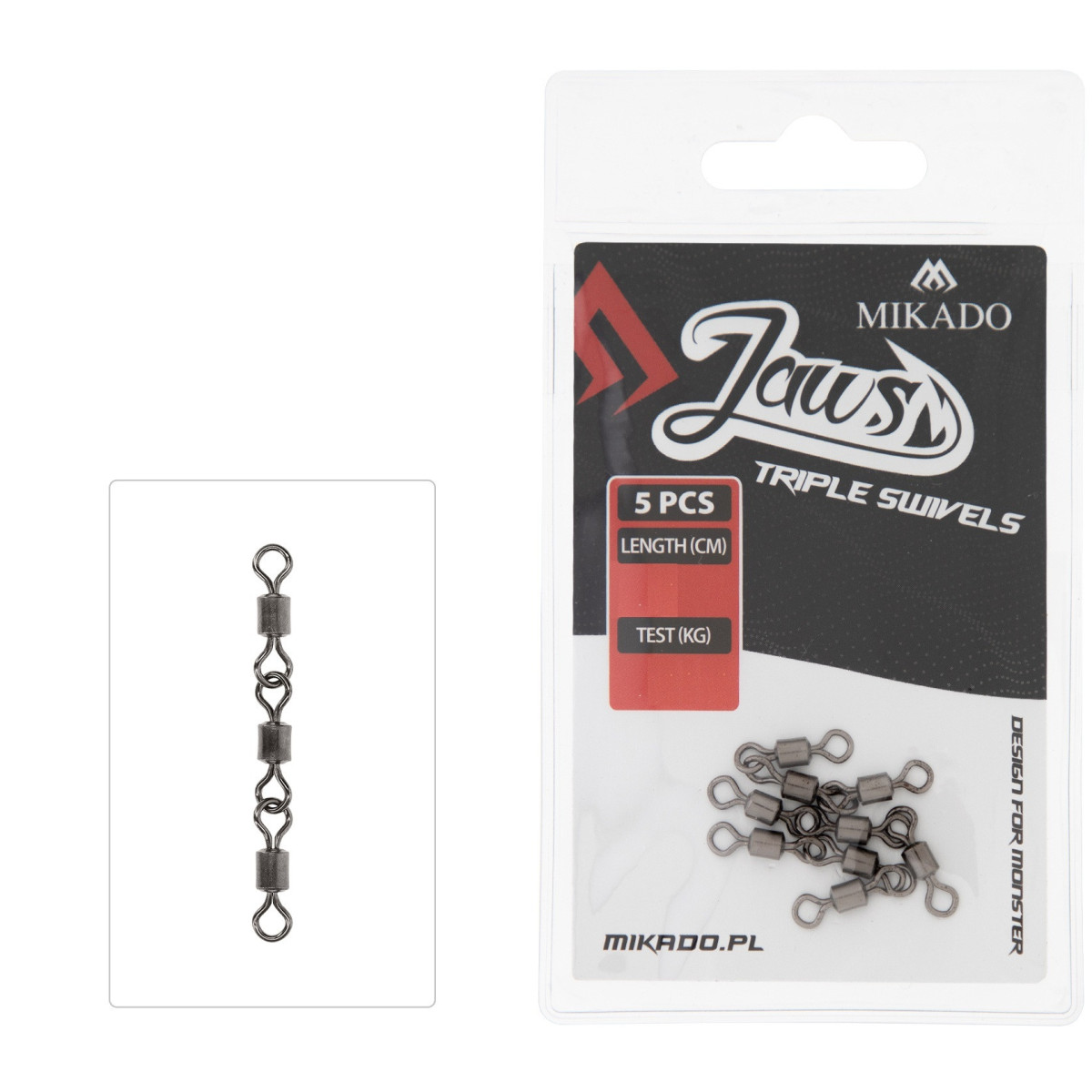 AMA-J-002-01 Krętliki do dozbrojek Mikado Jaws Triple Swivels