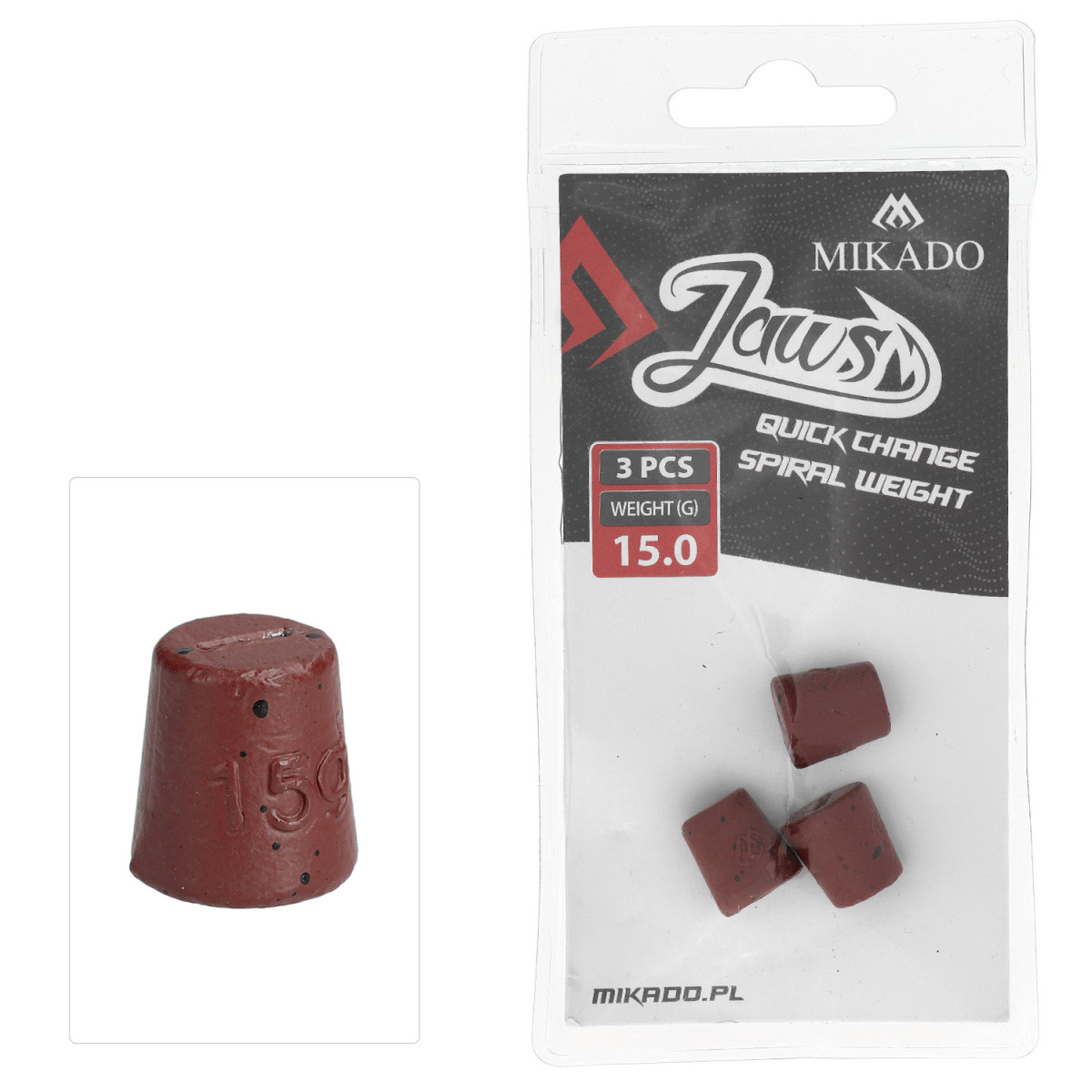 OMGJQ-15-W Obciążenie do wkrętów Mikado Jaws Quick Change Spiral 3szt. - 15g