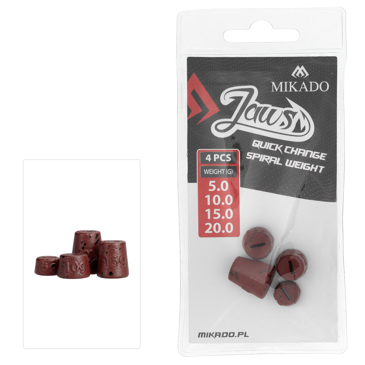 OMGJQ-MIX-W Obciążenie do wkrętów Mikado Jaws Quick Change Spiral - MIX 5/10/15/20g