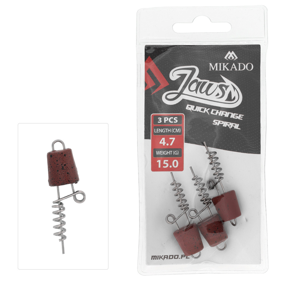 Wkręty do przynęt Mikado Jaws Quick Change Spiral 3szt. - 4.7cm / 15g