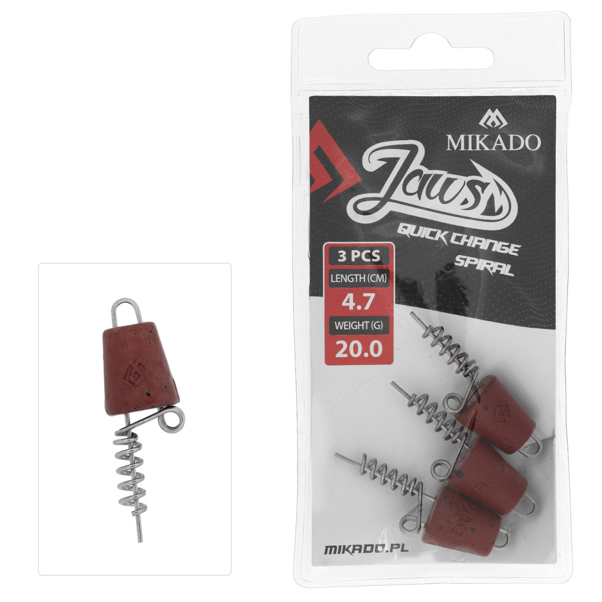 Wkręty do przynęt Mikado Jaws Quick Change Spiral 3szt. - 4.7cm / 20g