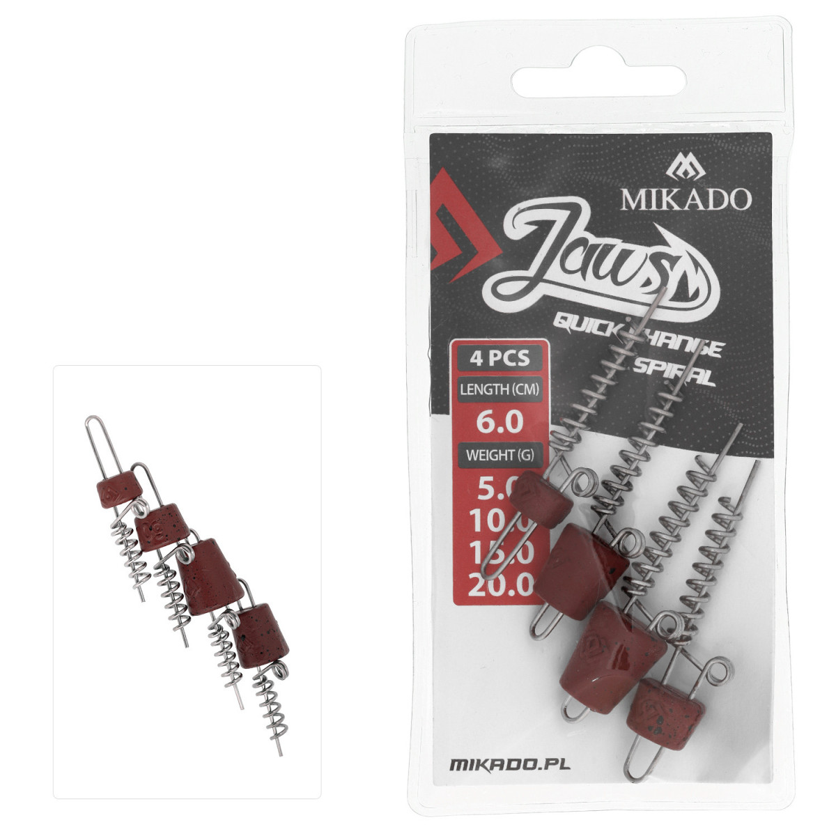 Wkręty do przynęt Mikado Jaws Quick Change Spiral 6.0cm - MIX 5/10/15/20g