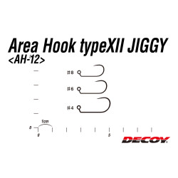 Haczyki Decoy AH-12 Area Hook Type XII Jiggy bezzadziorowe - tabela rozmiarów