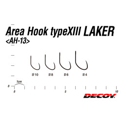 Haczyki Decoy AH-13 Area Hook Type XIII Laker bezzadziorowe - tabela rozmiarów