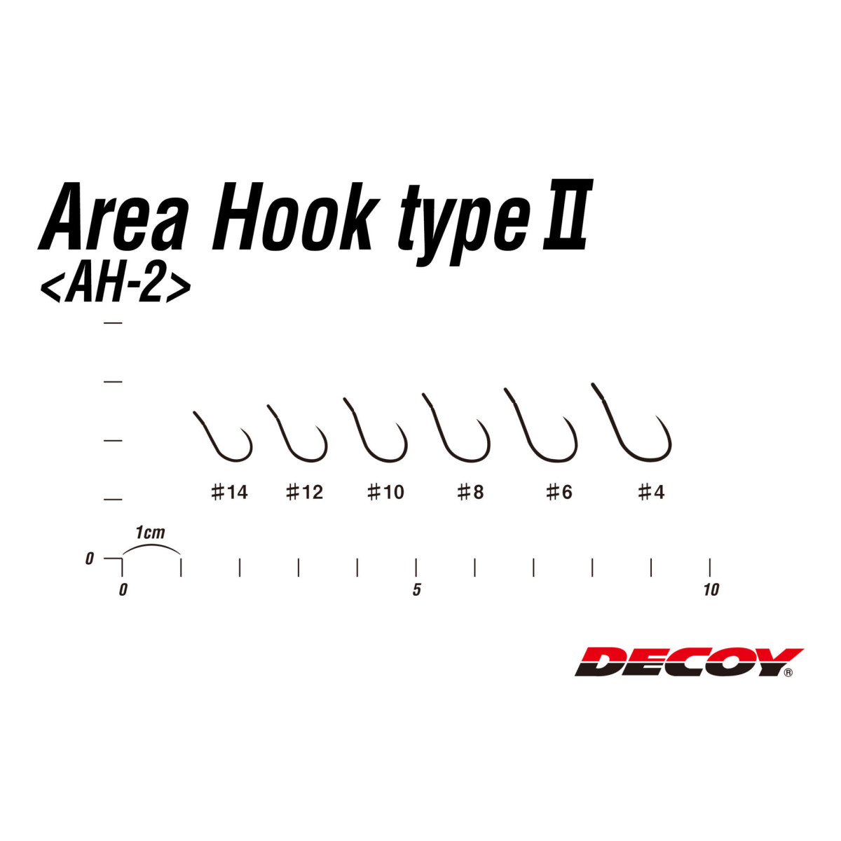 Haczyki Decoy AH-2 Area Hook Type II bezzadziorowe - tabela rozmiarów