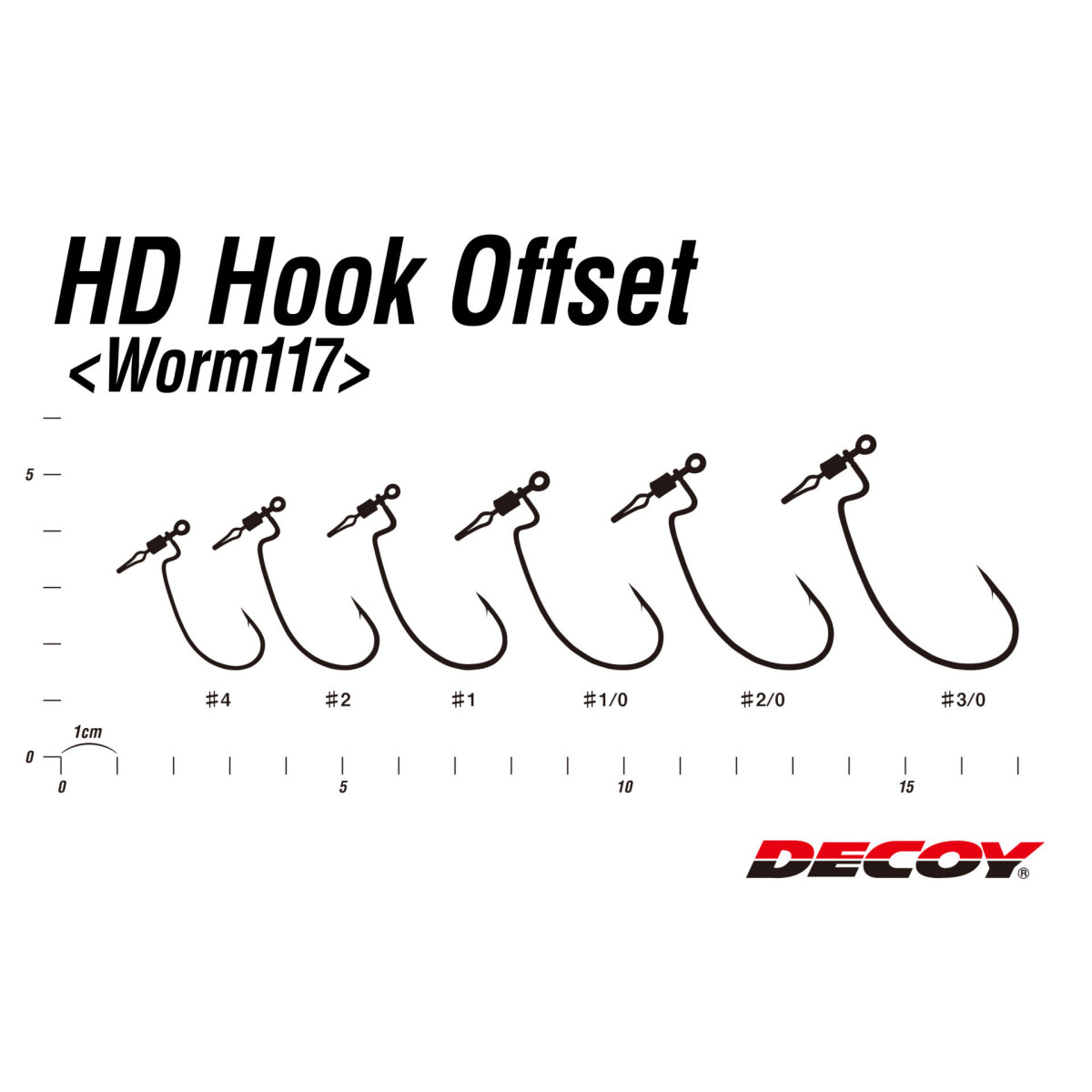 Haczyki Decoy Worm117 HD Hook offset - tabela rozmiarów
