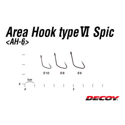 Haczyki Decoy AH-6 Area Hook Type VI Spic bezzadziorowe - tabela rozmiarów