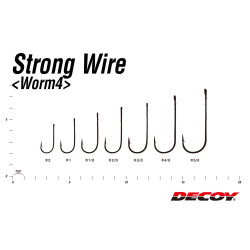 Haczyki Decoy Worm4 Strong Wire - tabela rozmiarów