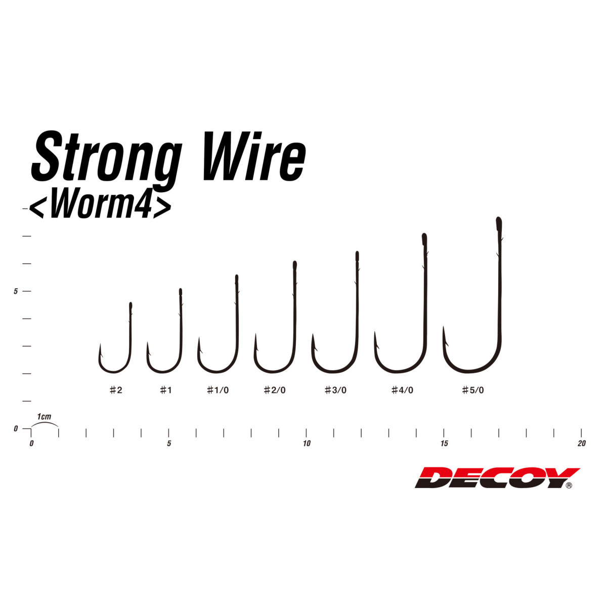 Haczyki Decoy Worm4 Strong Wire - tabela rozmiarów